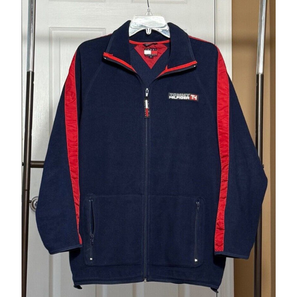 Vintage Tommy Hilfiger Fleece Womens Jacket Zip Pockets Y2K Size XL - Picture 1 of 6